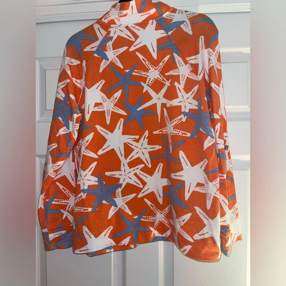 Orange Starfish Print Pullover - Picture 2 of 7